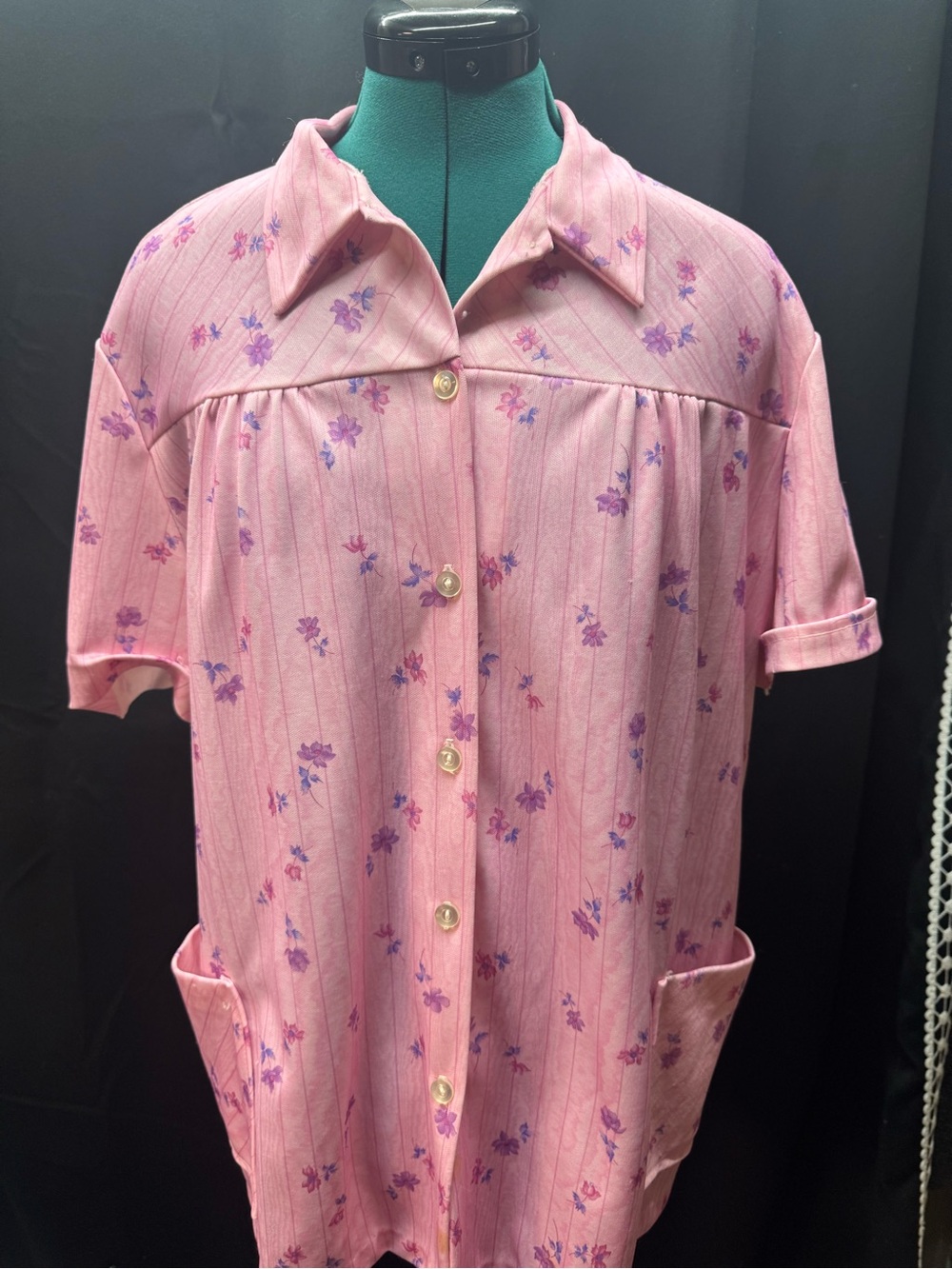Pink Floral Button-Up Top